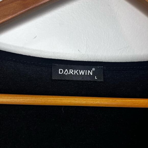 Darkwin Black Artsy Dress‎ Size L Buttons Patchwork Lagenlook Mix Media Pocket - Picture 5 of 7